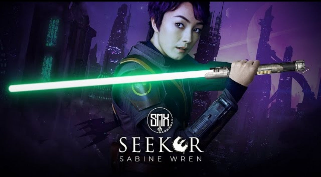 Load video: Video product feature of The Seeker, inspired by Sabine Wren&#39;s lightsaber from the Star Wars&#39;  Ahsoka Disney plus series